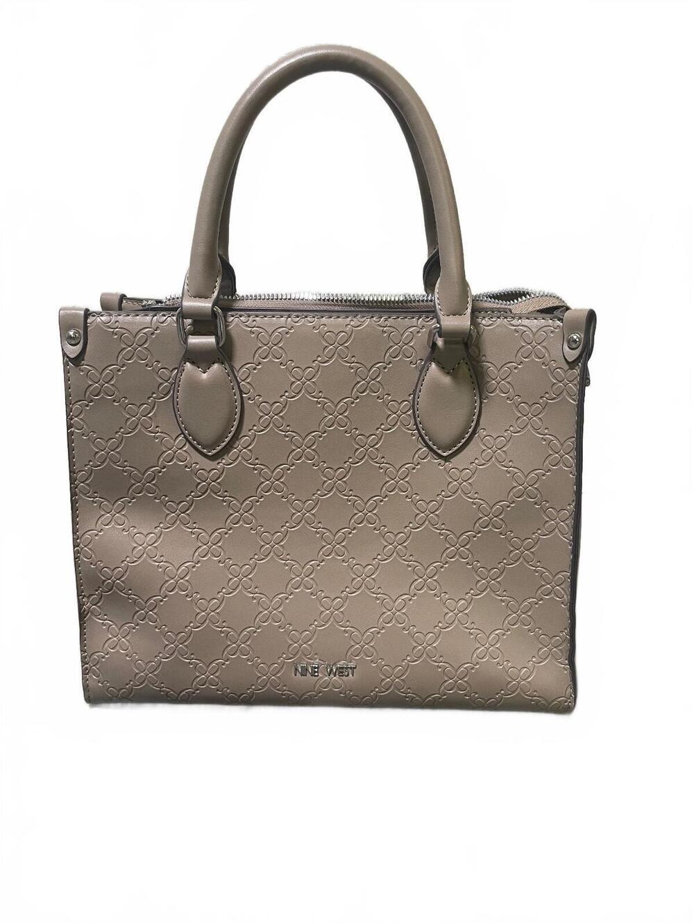 Nine West Grey/Beige Zip Closure Satchal Excellent Condition